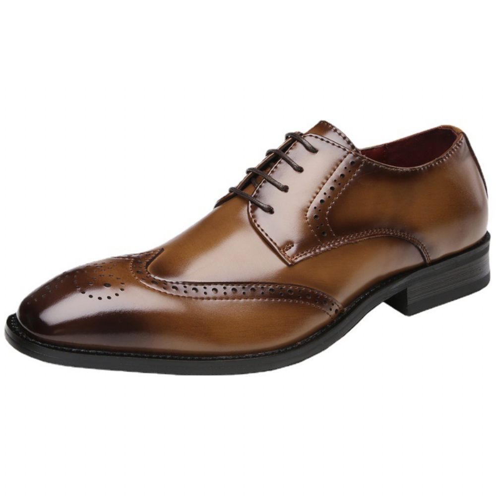 Chaussures Formelles Pour Hommes Brogue À Lacets Cuir Vache Bout Pointu