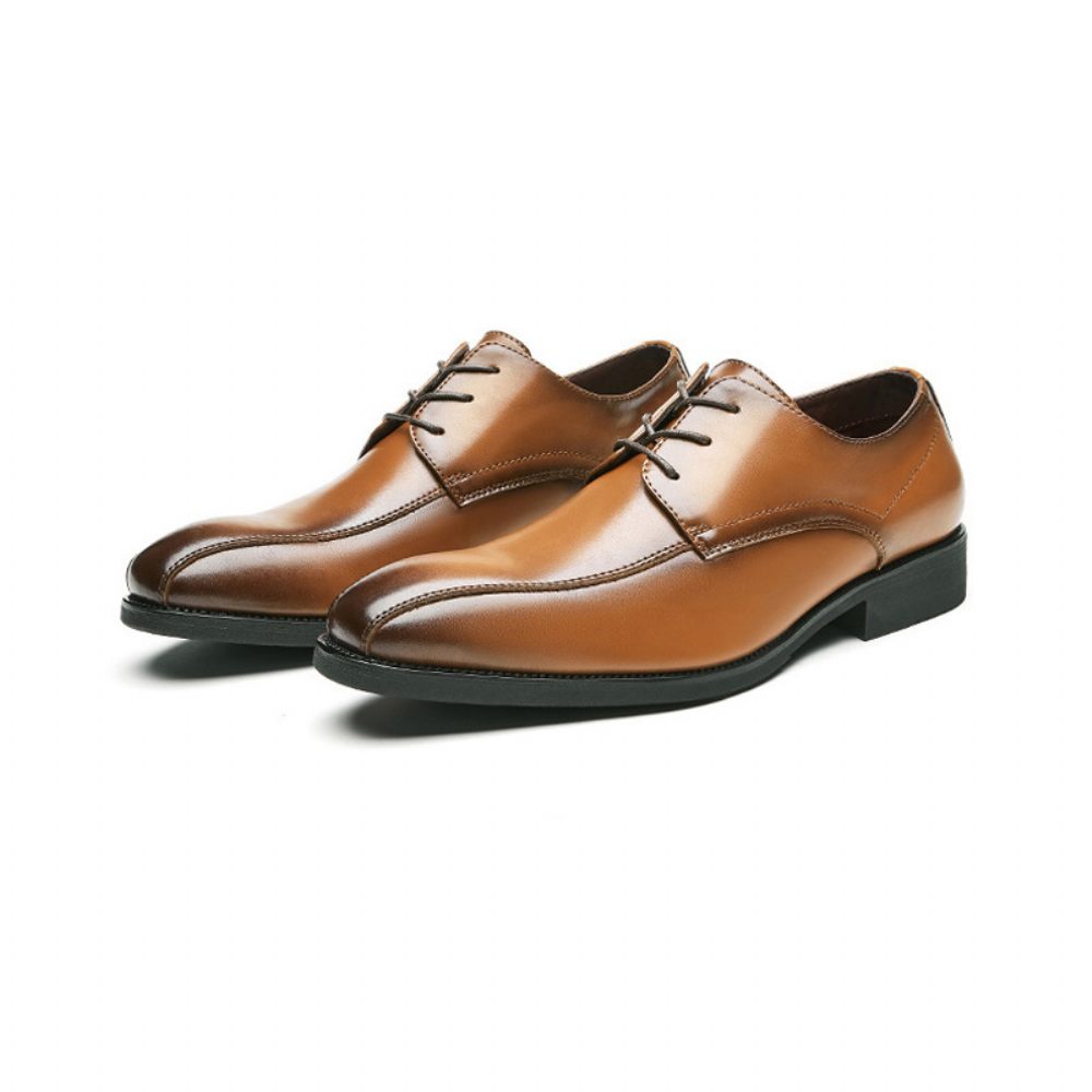 Chaussures Formelles Pour Hommes Derby À Lacets Bout Pointu Semelle Souple Cuir Vache