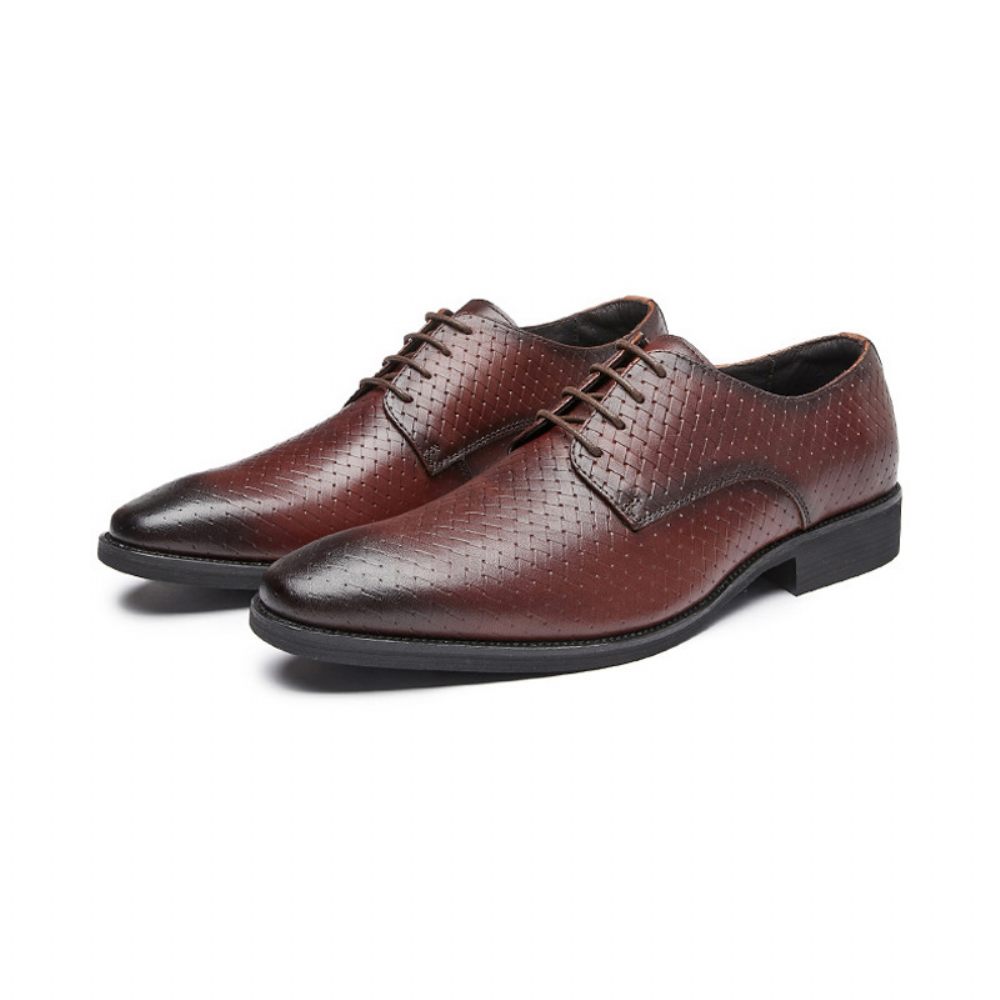 Chaussures Formelles Pour Hommes Derby Respirantes À Lacets Cuir Vache Faites La Main