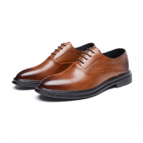 Chaussures Formelles Pour Hommes Oxford Bout Pointu Cuir Vache À Lacets 3 Œillets