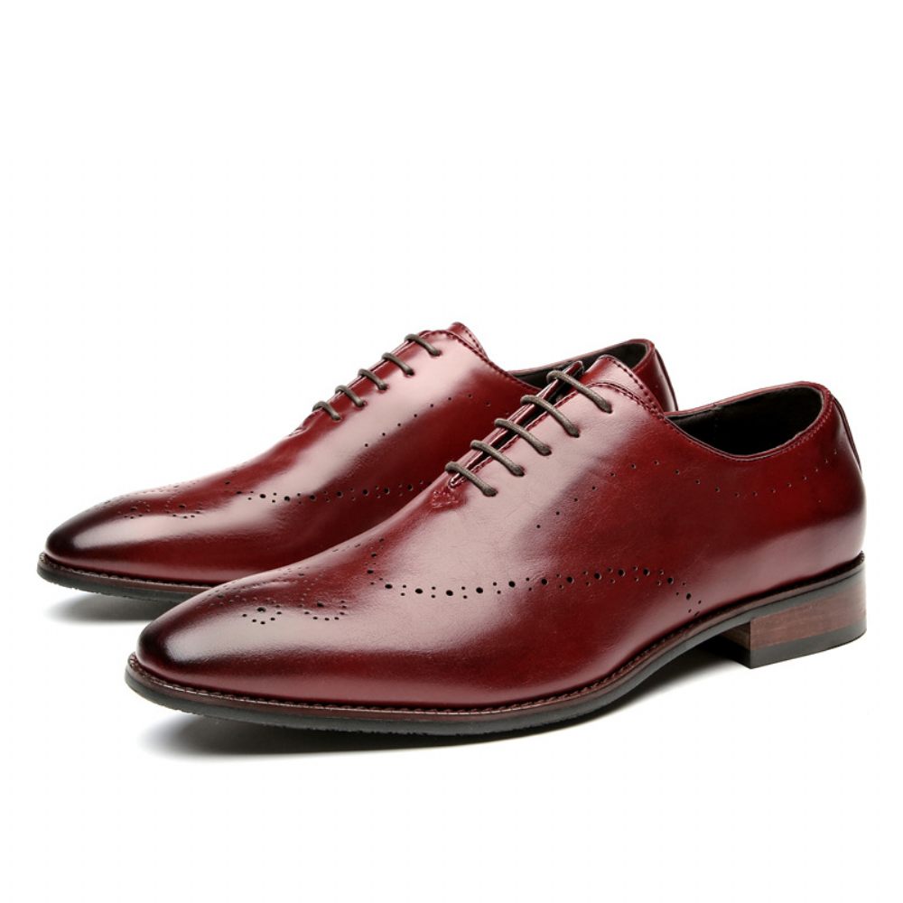 Chaussures Formelles Pour Hommes Oxford Brogue Sculpté Bout Ciselé Talon Bois