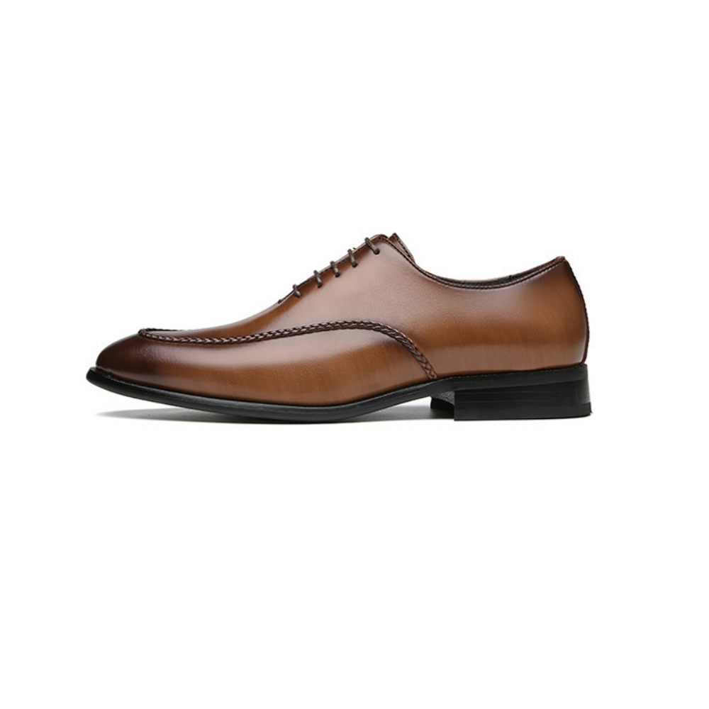 Chaussures Formelles Pour Hommes Oxford Business Moderne Rétro Bout Ciselé - Brun