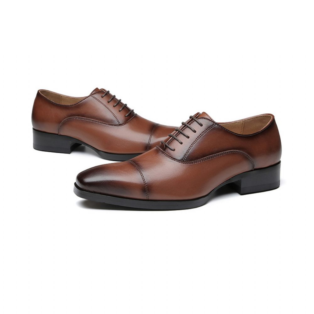 Chaussures Formelles Pour Hommes Oxford Cap Toe Cuir - Brun