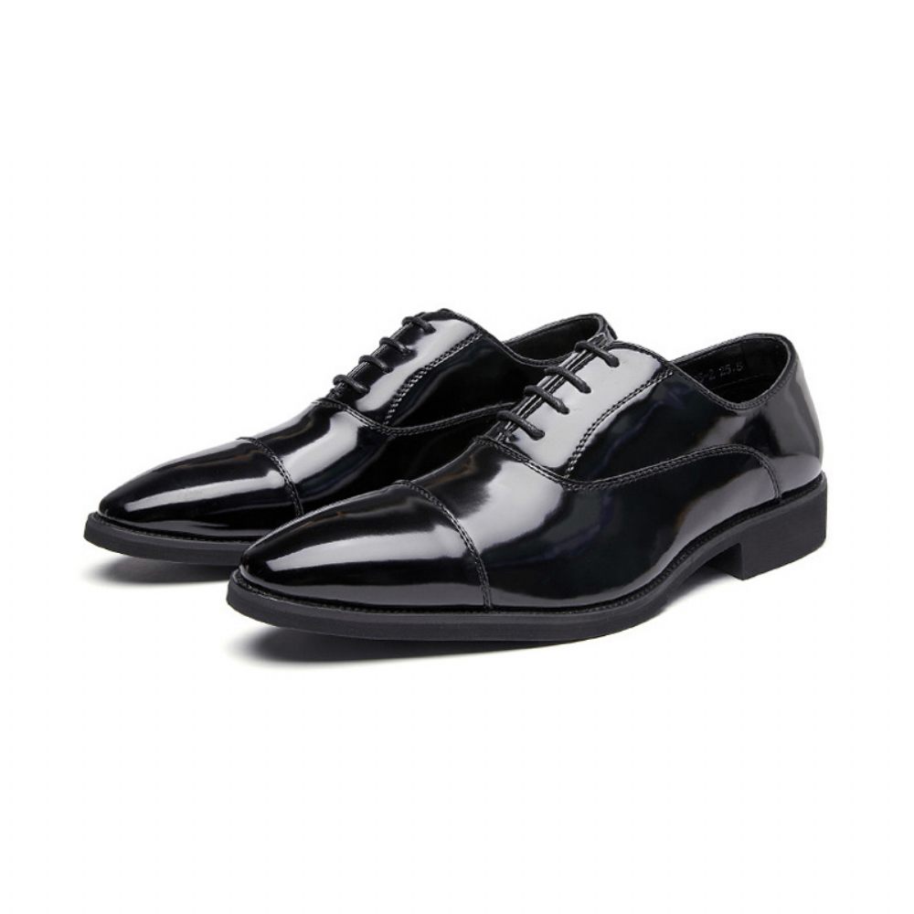 Chaussures Formelles Pour Hommes Oxford Cuir Vache À Bout Pointu - Noir