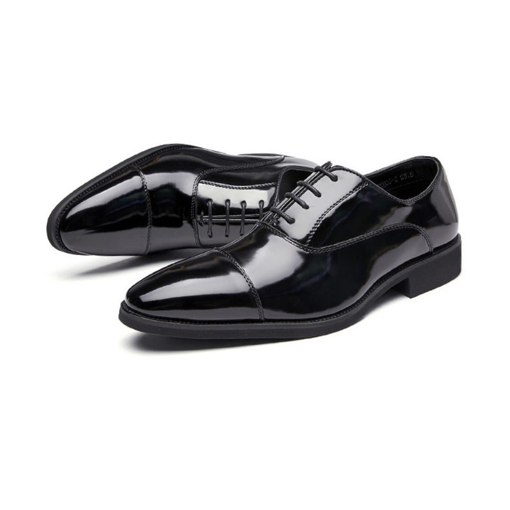 Chaussures Formelles Pour Hommes Oxford Cuir Vache À Bout Pointu - Noir