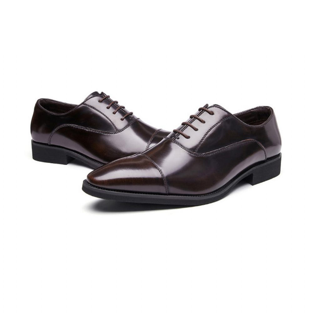 Chaussures Formelles Pour Hommes Oxford Cuir Vache À Bout Pointu - Brun