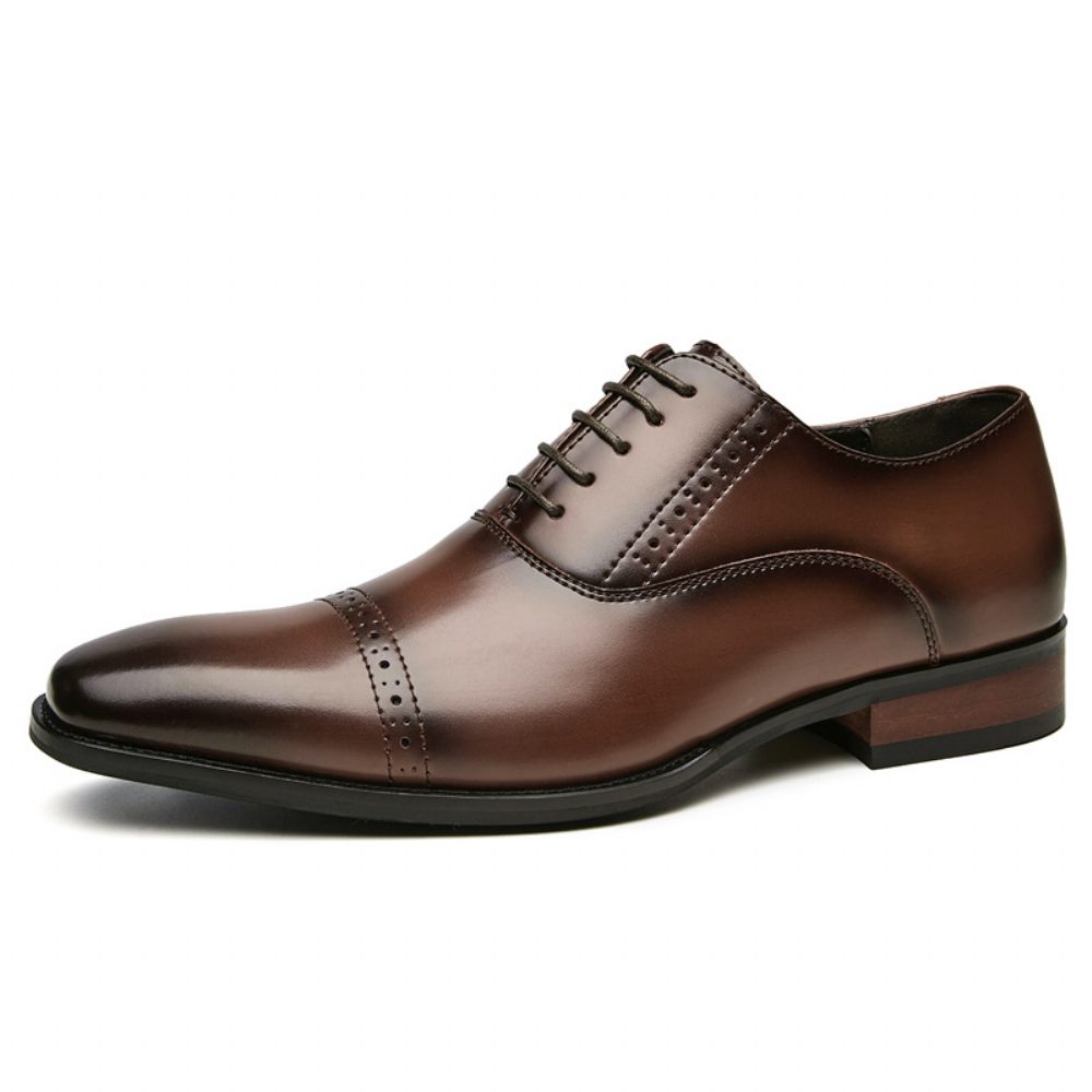 Chaussures Formelles Pour Hommes Oxford Cuir Vache Sculpté À Lacets Et Bout Ciselé