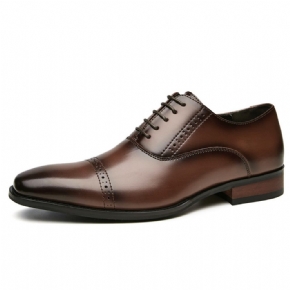 Chaussures Formelles Pour Hommes Oxford Cuir Vache Sculpté À Lacets Et Bout Ciselé