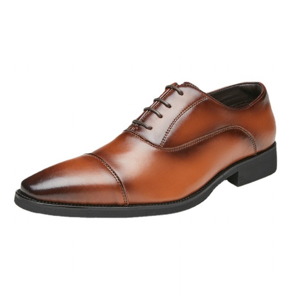 Chaussures Formelles Pour Hommes Oxford À Lacets Et Bout Pointu - Brun