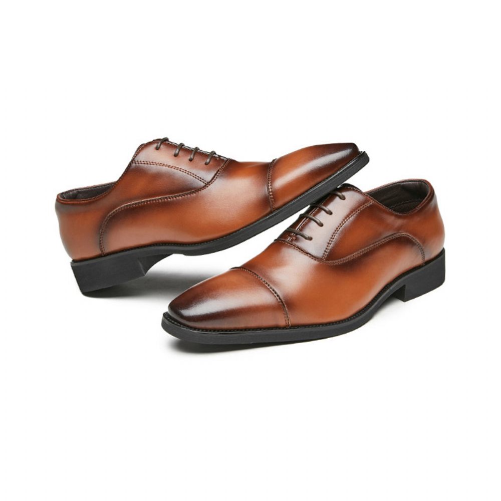 Chaussures Formelles Pour Hommes Oxford À Lacets Et Bout Pointu - Brun