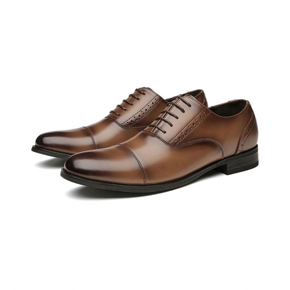 Chaussures Formelles Oxford Pour Hommes Cuir Vache Sculpté À Bout Rond 5 Œillets