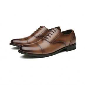 Chaussures Formelles Oxford Pour Hommes Cuir Vache Sculpté À Bout Rond 5 Œillets