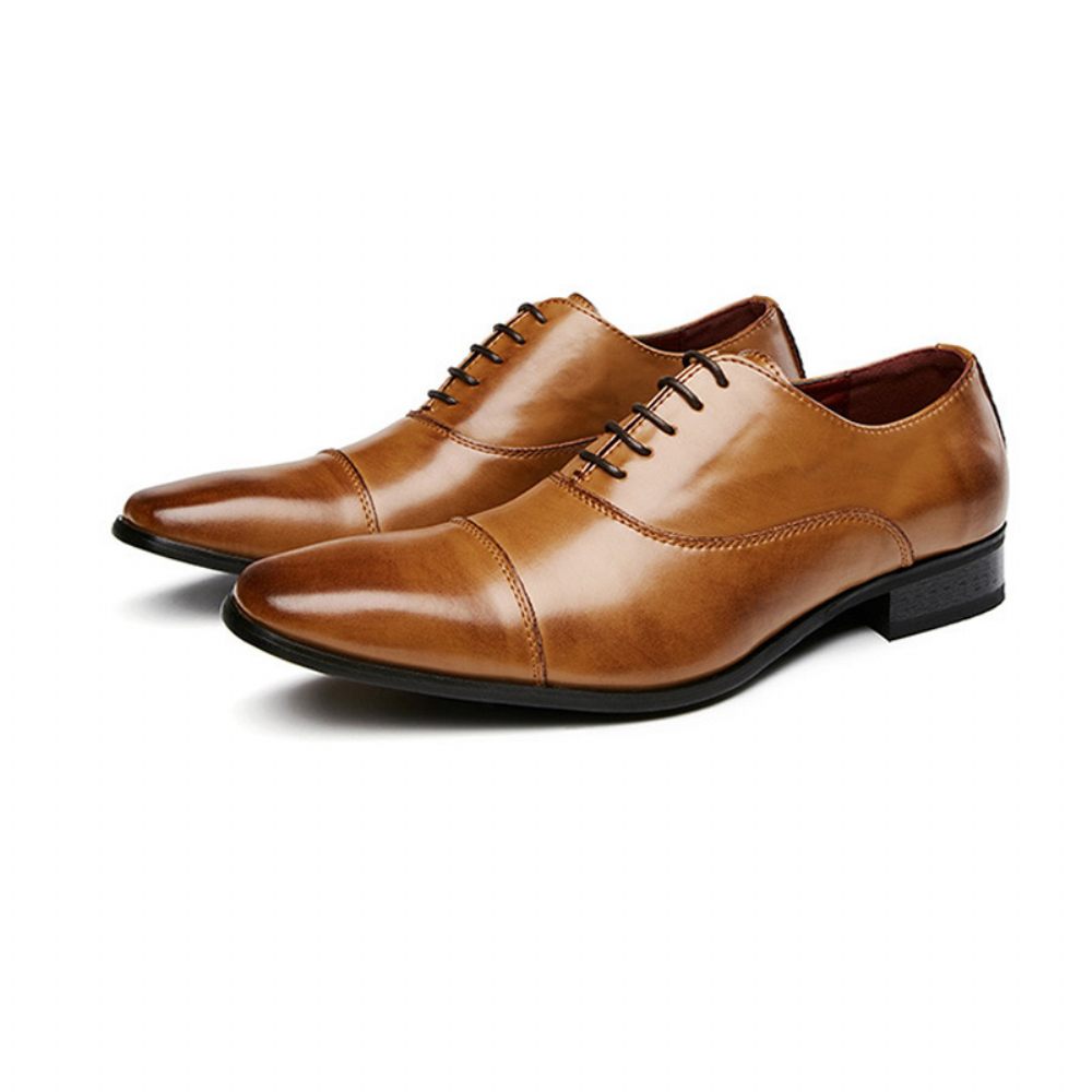 Chaussures Habillées Pour Hommes D'affaires Modernes À Lacets Oxford Cuir Bout Carré