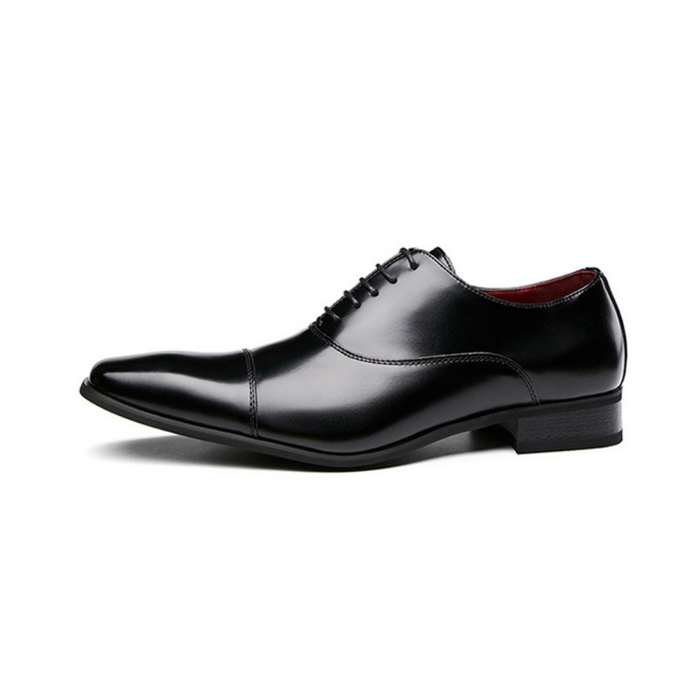 Chaussures Habillées Pour Hommes D'affaires Modernes À Lacets Oxford Cuir Bout Carré - Noir