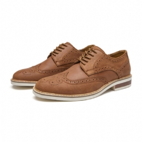 Chaussures Habillées Pour Hommes Brogue Daim Cuir Vache Derby Rétro Bout Rond