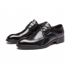 Chaussures Habillées Pour Hommes Derby Cuir Vache Bout Pointu Respirant À Lacets 3 Œillets