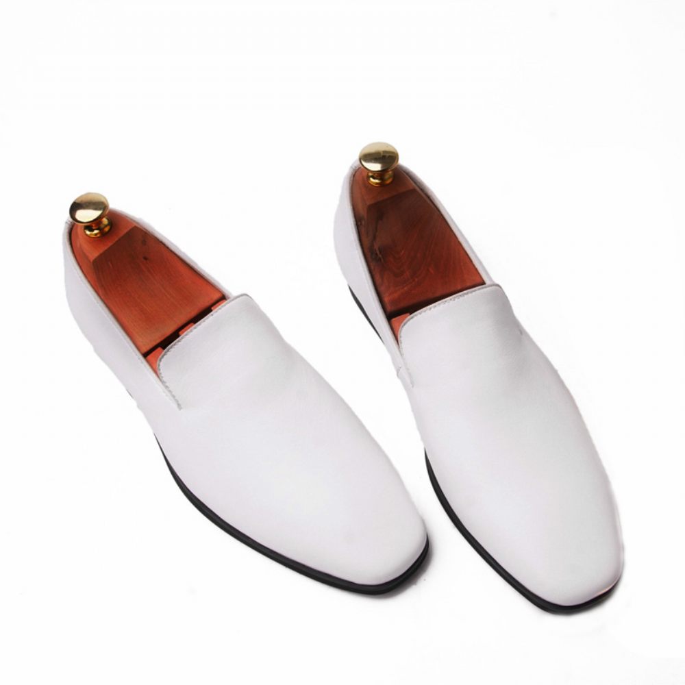 Chaussures Habillées Pour Hommes Mocassins Cuir Vache Mariage - Blanc