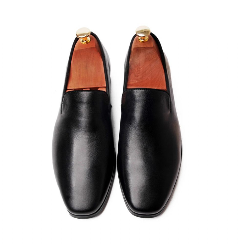 Chaussures Habillées Pour Hommes Mocassins Cuir Vache Mariage - Noir