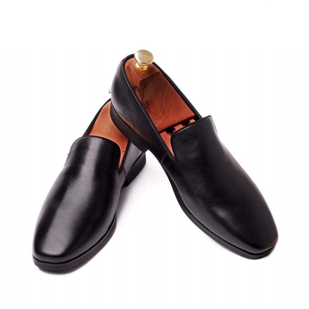 Chaussures Habillées Pour Hommes Mocassins Cuir Vache Mariage - Noir