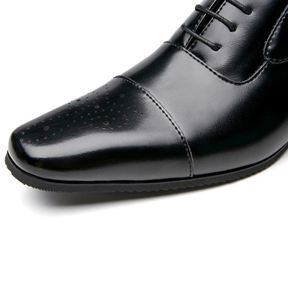 Chaussures Habillées Pour Hommes Oxford 5 Œillets Cuir Vache Bout Carré - Noir