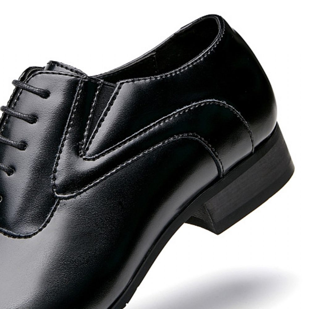 Chaussures Habillées Pour Hommes Oxford 5 Œillets Cuir Vache Bout Carré - Noir