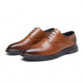 Chaussures Habillées Pour Hommes Oxford Cuir Vache Respirant Bout Pointu À Lacets 3 Œillets