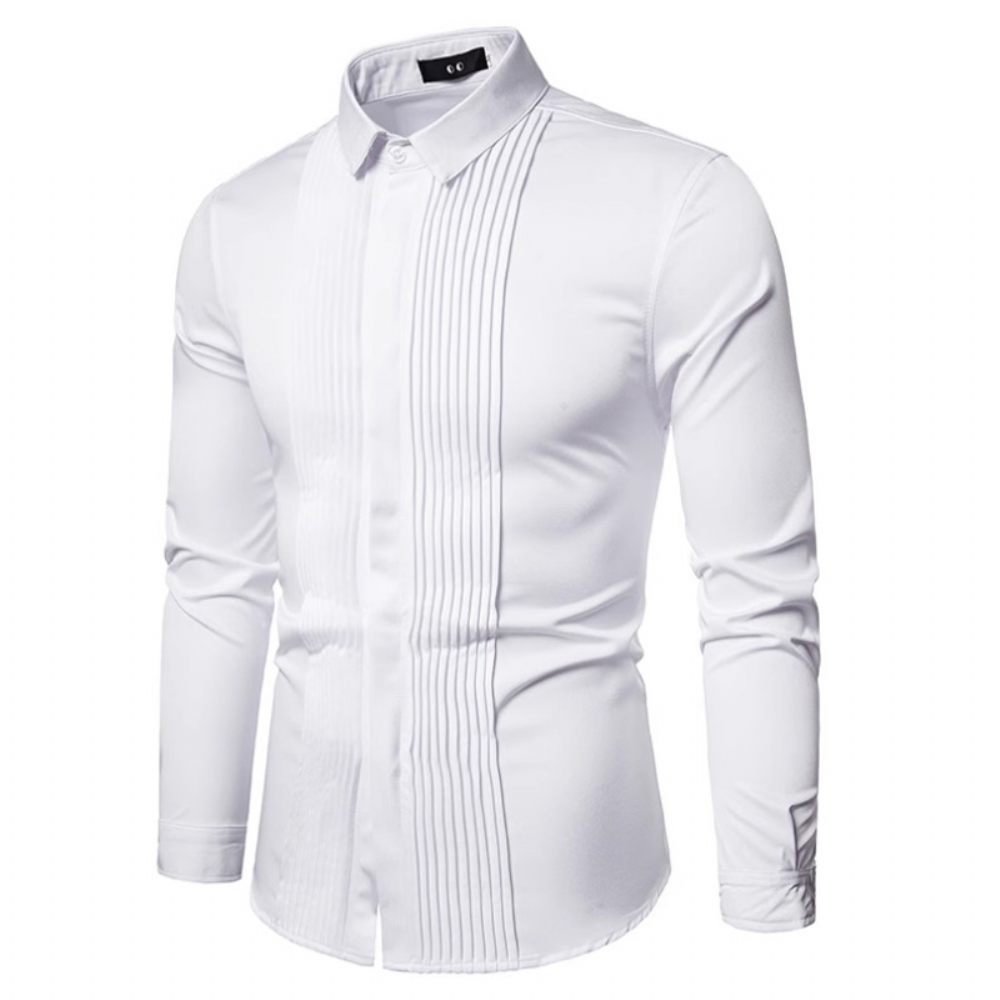 Chemise Habillée Pour Hommes Maillot Corps À Manches Longues Et Plis Revers