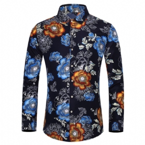 Chemise Surdimensionnée Pour Hommes Motif Floral À La Mode Manches Longues