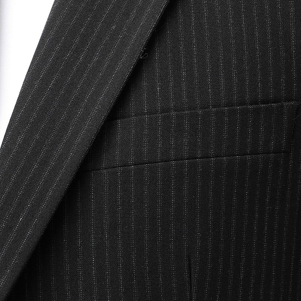 Costume 2 Pièces Pour Hommes D'affaires Moderne À Rayures Mariage Simple Boutonnage Deux Boutons Épais - Noir