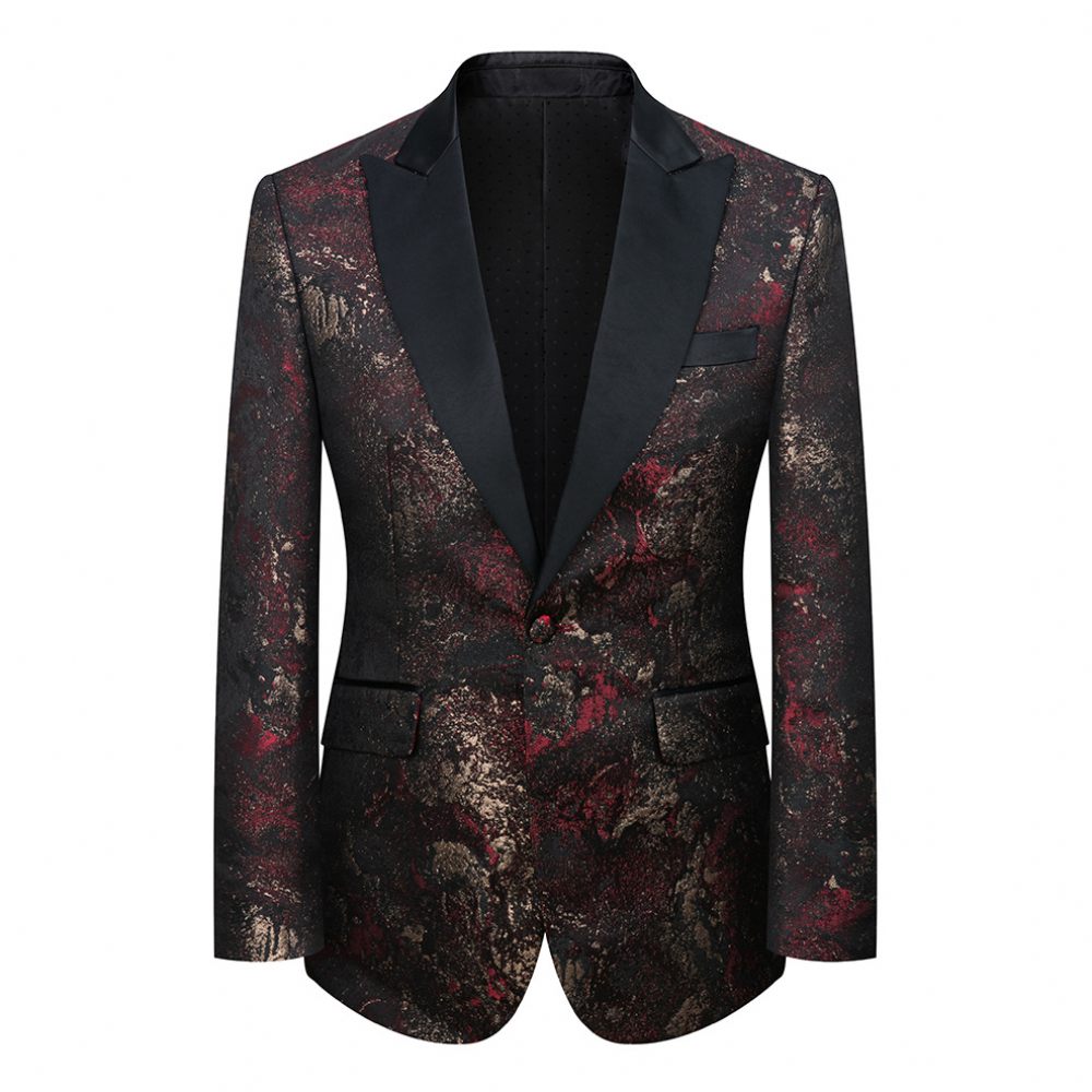 Costume 3 Pièces Homme Automne / Hiver Jacquard Un Bouton Robe Cérémonie Mariage Revers Pointe - Rouge