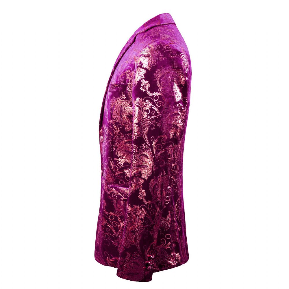 Costume 3 Pièces Homme Deux Boutons Robe Cérémonie Slim Facile D'entretien - Violet