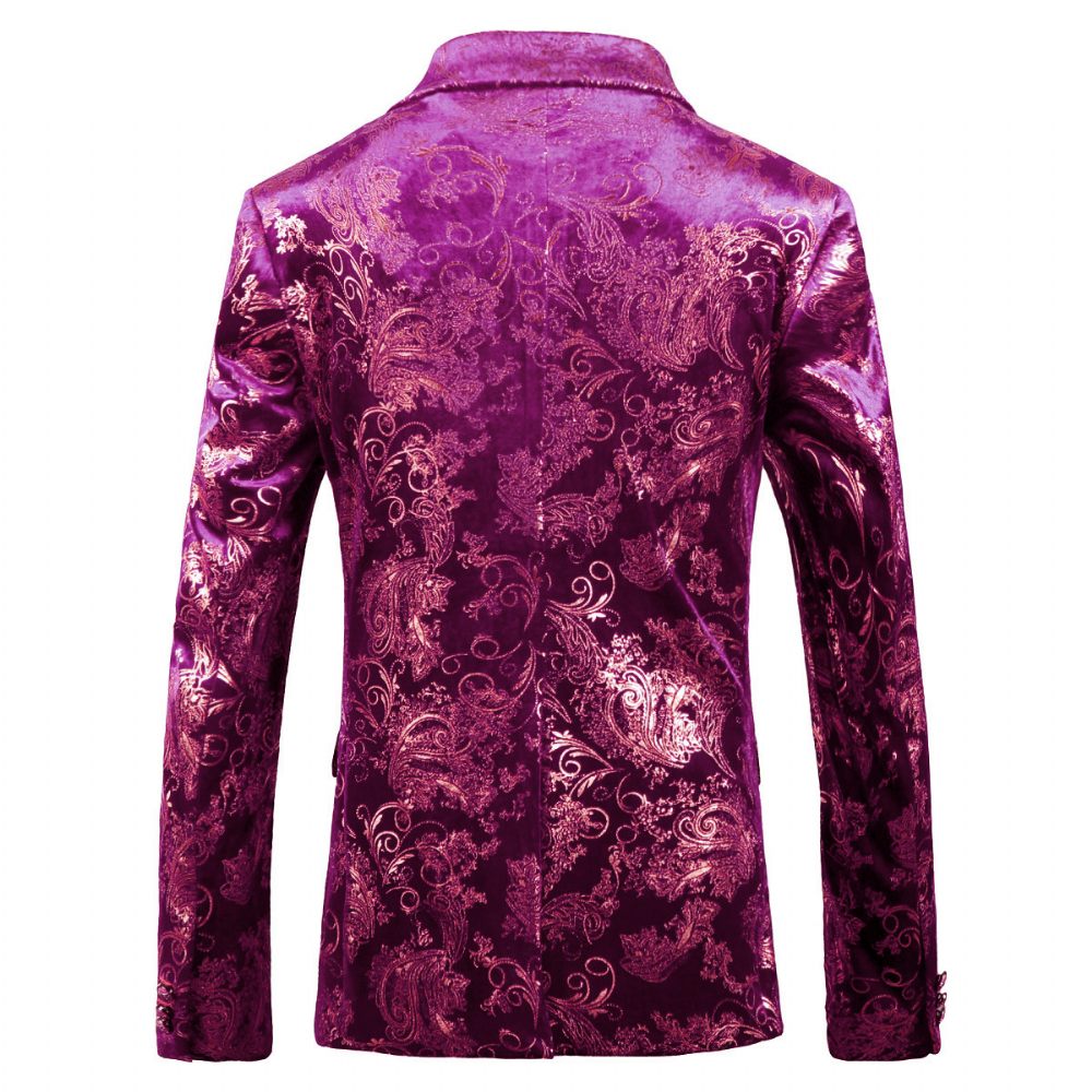 Costume 3 Pièces Homme Deux Boutons Robe Cérémonie Slim Facile D'entretien - Violet