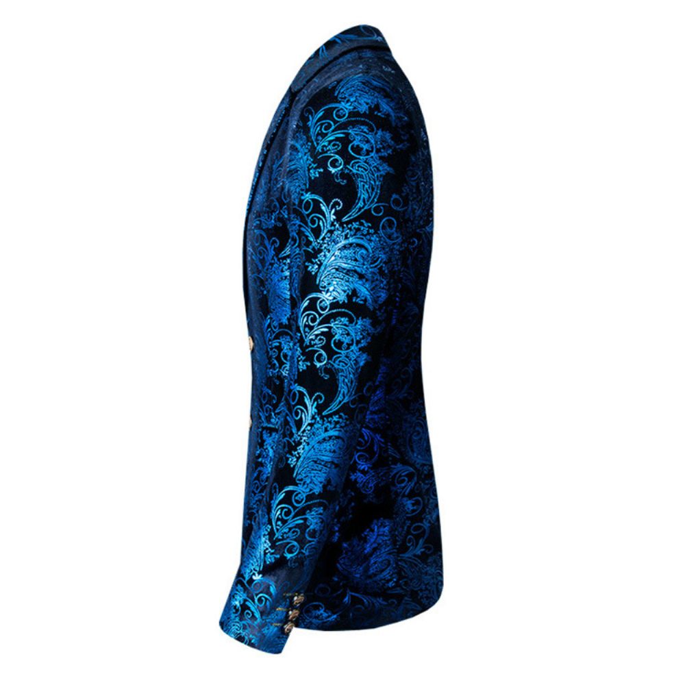 Costume 3 Pièces Homme Deux Boutons Robe Cérémonie Slim Facile D'entretien - Bleu