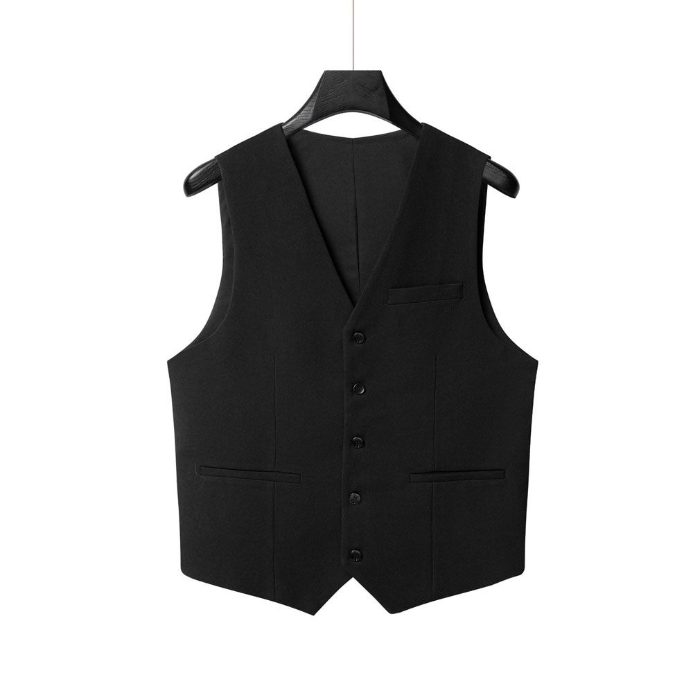 Costume 3 Pièces Pour Hommes Double Boutonnage Tenue Mariage Moderne Élastique Ample Surdimensionné - Noir