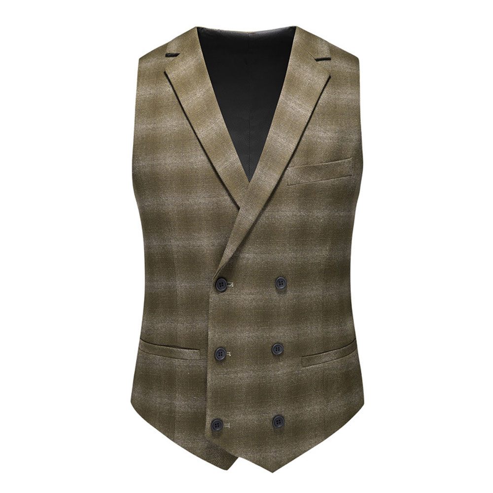 Costume 3 Pièces Pour Hommes Motif À Carreaux Business Moderne Slim Vêtements Formels Un Bouton - Vert