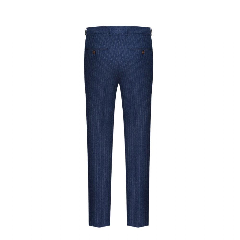 Costume 3 Pièces Pour Hommes Motif À Rayures Un Bouton Élégant Formel Slim - Bleu