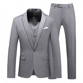 Costume 3 Pièces Pour Hommes Un Bouton Robe Formelle Mariage Couleur Unie