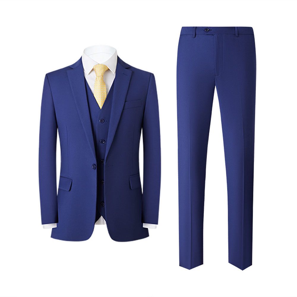 Costume 3 Pièces Pour Hommes Vêtements Formels Slim Business Moderne Couleur Unie Un Bouton