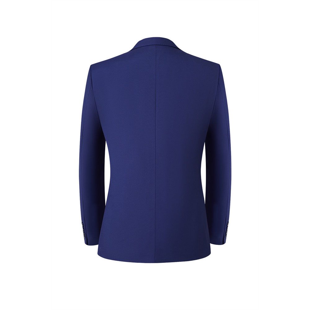 Costume 3 Pièces Pour Hommes Vêtements Formels Slim Business Moderne Couleur Unie Un Bouton - Bleu