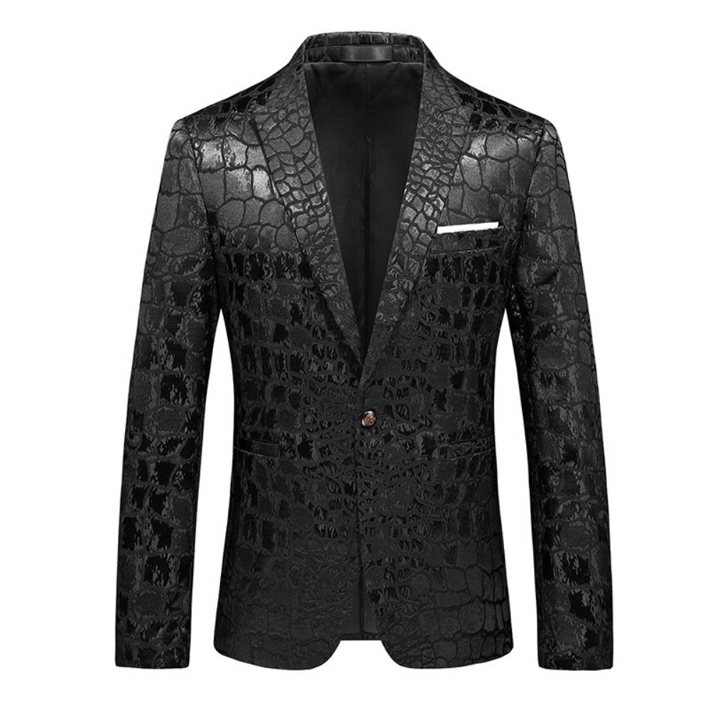 Homme Blazer Manteau Sport Mince Un Bouton Col Plat / Revers Pointe Motif Crocodile