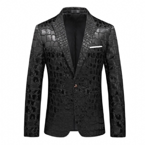 Homme Blazer Manteau Sport Mince Un Bouton Col Plat / Revers Pointe Motif Crocodile