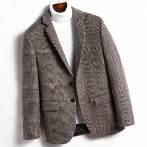 Homme Blazer Sport Manteau Automne / Hiver Laine Plaid Deux Boutons