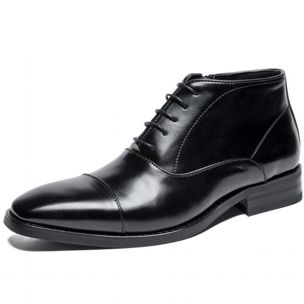 Martin Bottes Chaussures Formelles Pour Hommes À Lacets Et Fermeture Éclair Latérale - Noir