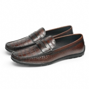 Mocassin Homme Cuir Vache Motif Crocodile